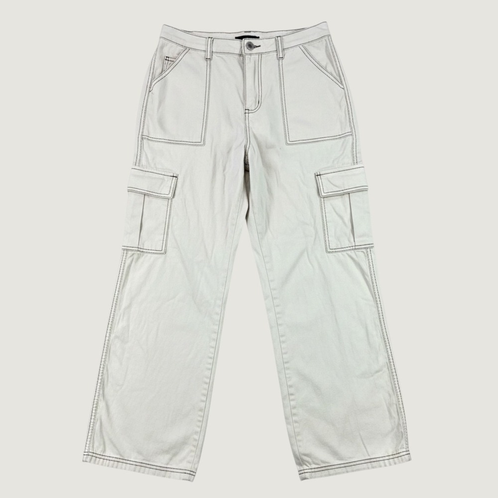 Ultra Flirt Cargo Pants Womens Medium Beige Y2K Baggy Low Rise